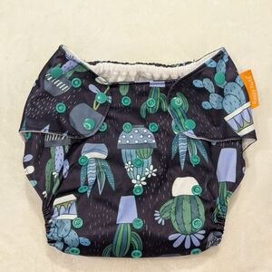 Happy Flute Cactus Print Pocket Cloth Diaper - Black and Green